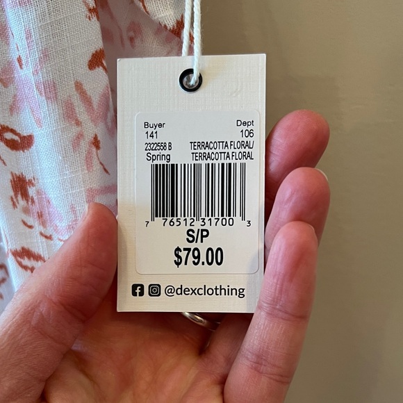 Dex Floral Linen Blend Midi Dress / NWT - Picture 6 of 7